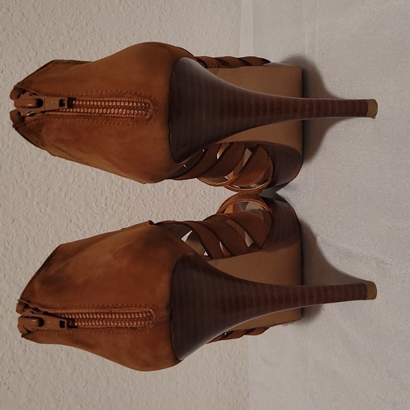 Stuart Weitzman SAXONY Suede  Strappy Sandals Heels Brown - Picture 3 of 7